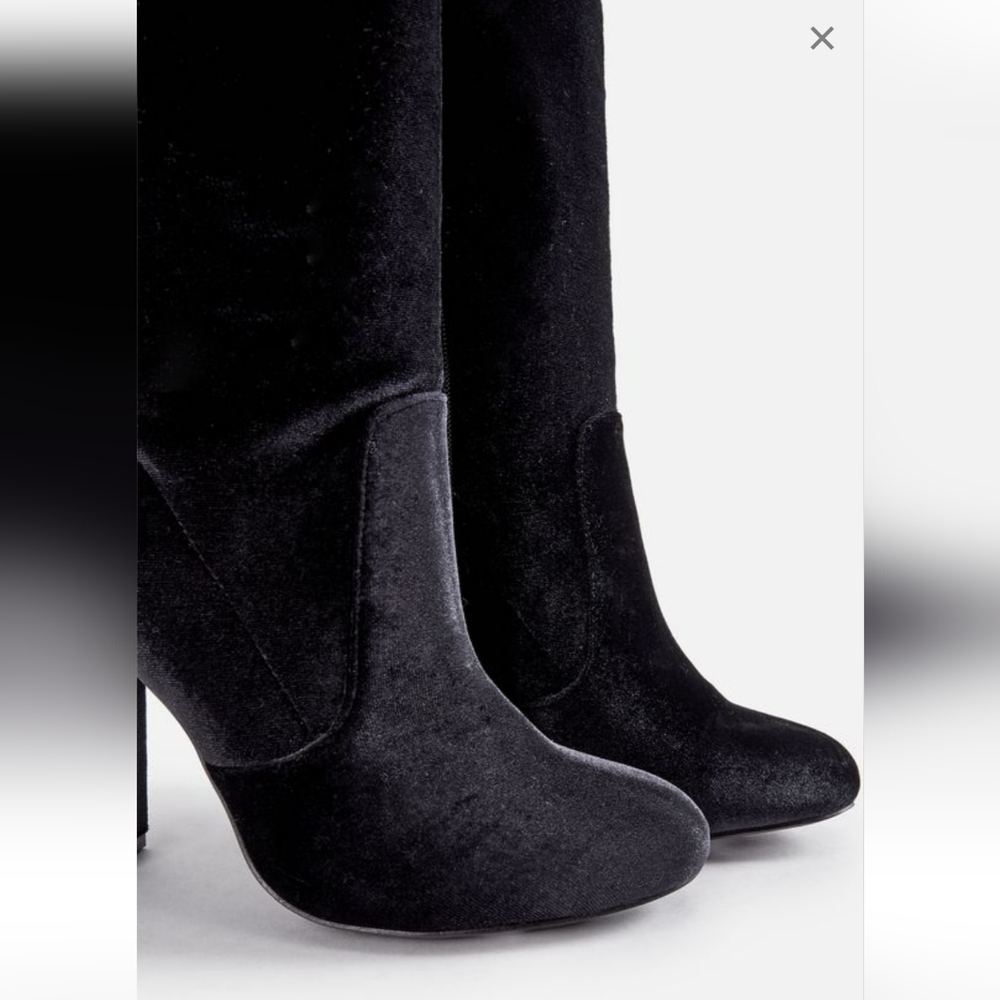 NEW JUST FAB Leona Black Heeled Knee High Suede Lace Up Boots Size 6 - Picture 17 of 17